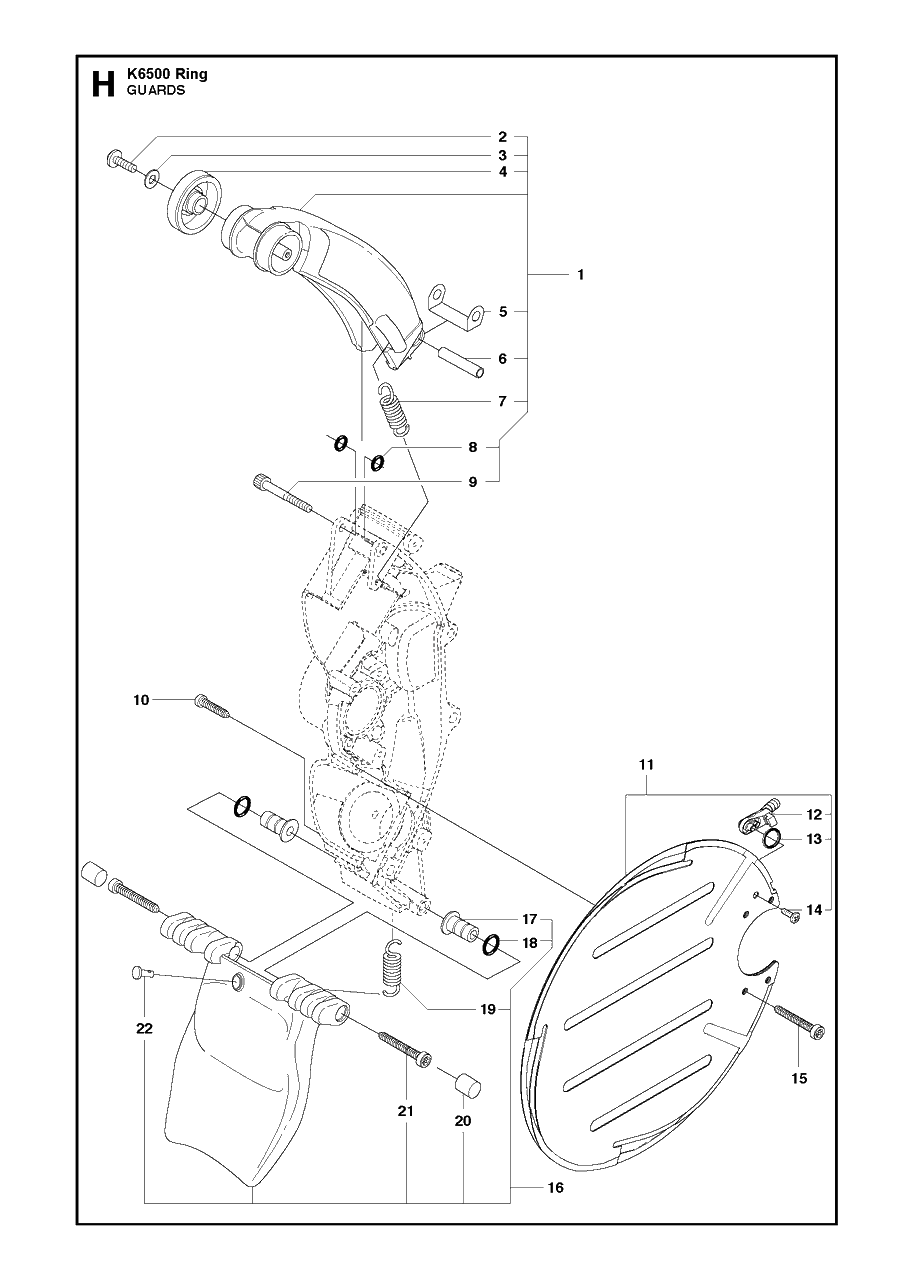 Guards Diagram and Parts List for K6500RING 2013-09 Husqvarna Circular Saw