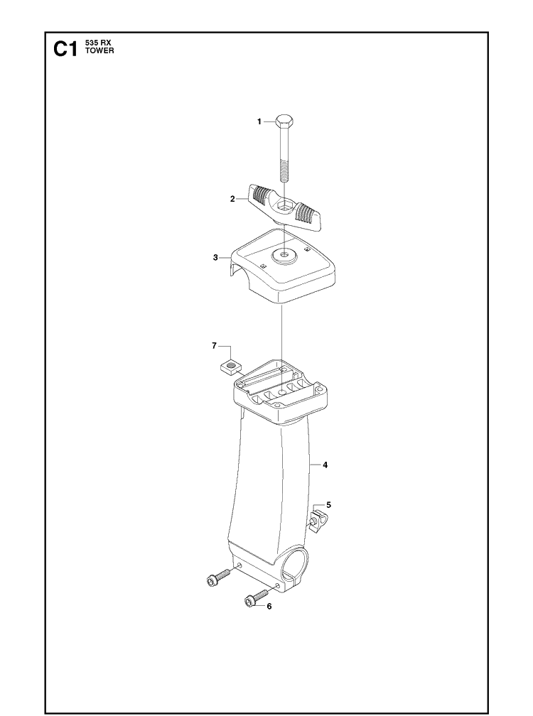 Tower Diagram and Parts List for 535RX  Husqvarna Brush Cutter