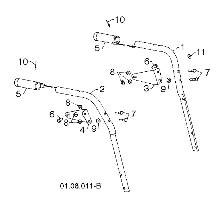 Handle 5 Diagram and Parts List for 14527E (96193007500)(2011-06) Husqvarna Snow Blower