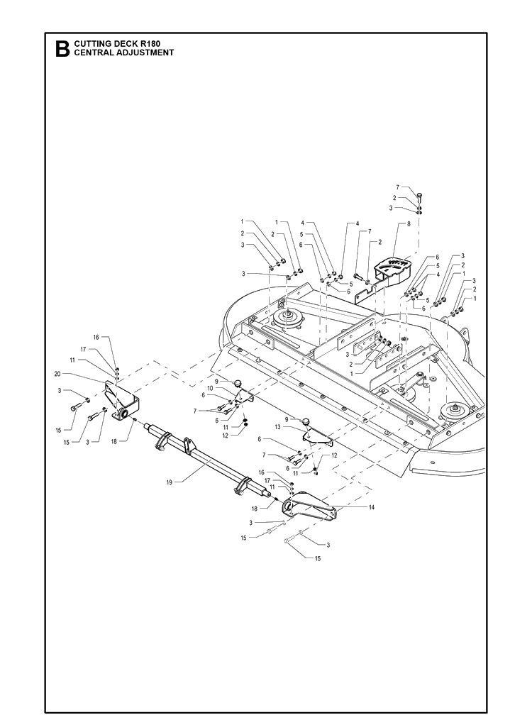 Central Adjustment Diagram and Parts List for C155 (P500-series)(967009701)(2012) Husqvarna Lawn Mower