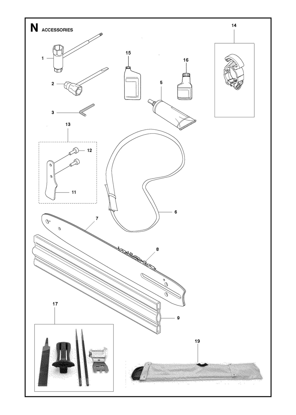 Accessories Diagram and Parts List for 525DEPSMADSAW  Husqvarna Pole Saw