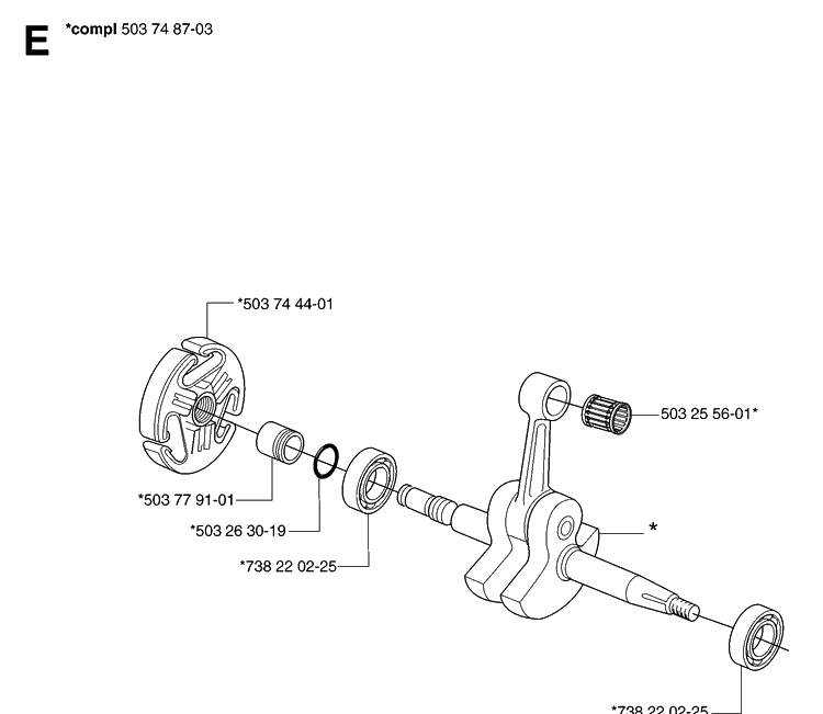 Crankshaft 2 Diagram and Parts List for 365 20070900001-20101800000 Husqvarna Chainsaw