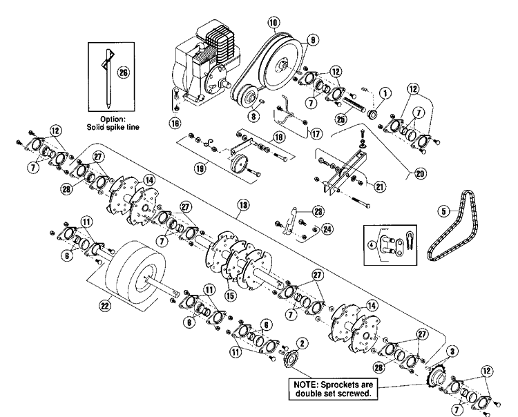 Power Train / Tine Rotor Diagram and Parts List for AR25 2000-12 Husqvarna Aerator