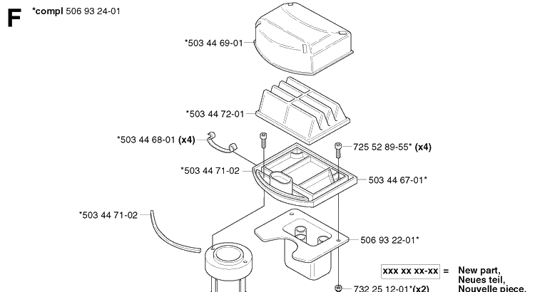 Air Filter Diagram and Parts List for PR18 2003-02 Husqvarna Lawn Mower