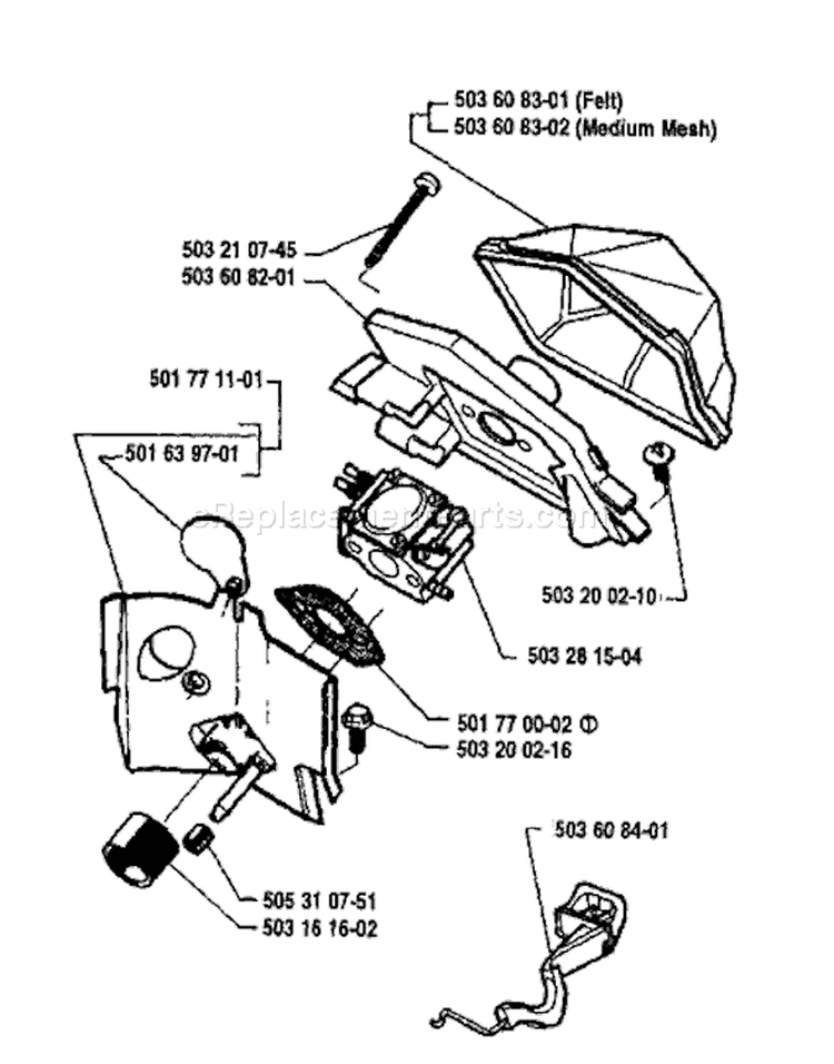 Page A Diagram and Parts List for 51 1991-10 Husqvarna Chainsaw