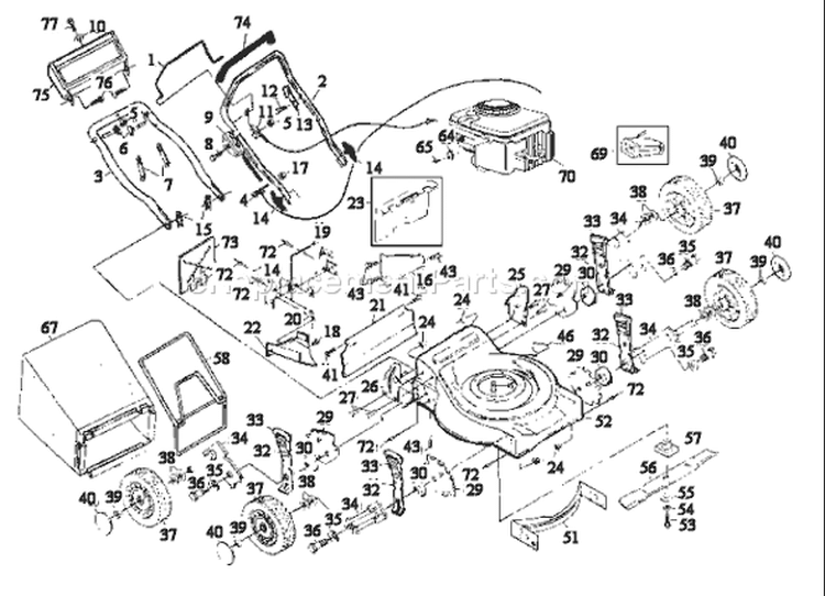 Page A Diagram and Parts List for 51 954065601A -1994-07 Husqvarna Lawn Mower