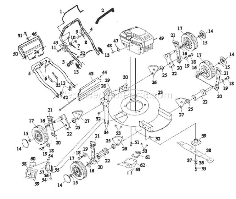 Page A Diagram and Parts List for 51MD 51 MD 954065801B -1995-03 Husqvarna Lawn Mower