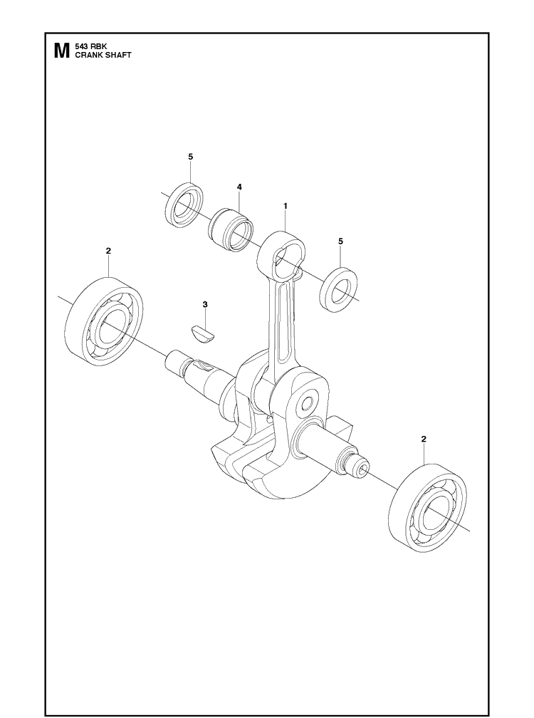 Crankshaft Diagram and Parts List for 543RBK 20130500001-20182200000 Husqvarna Brush Cutter