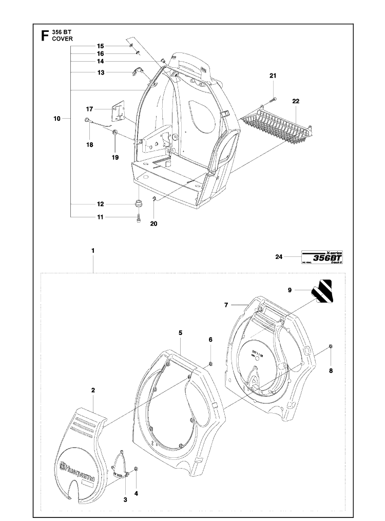 Cover Diagram and Parts List for 356BT  Husqvarna Leaf Blower / Vacuum