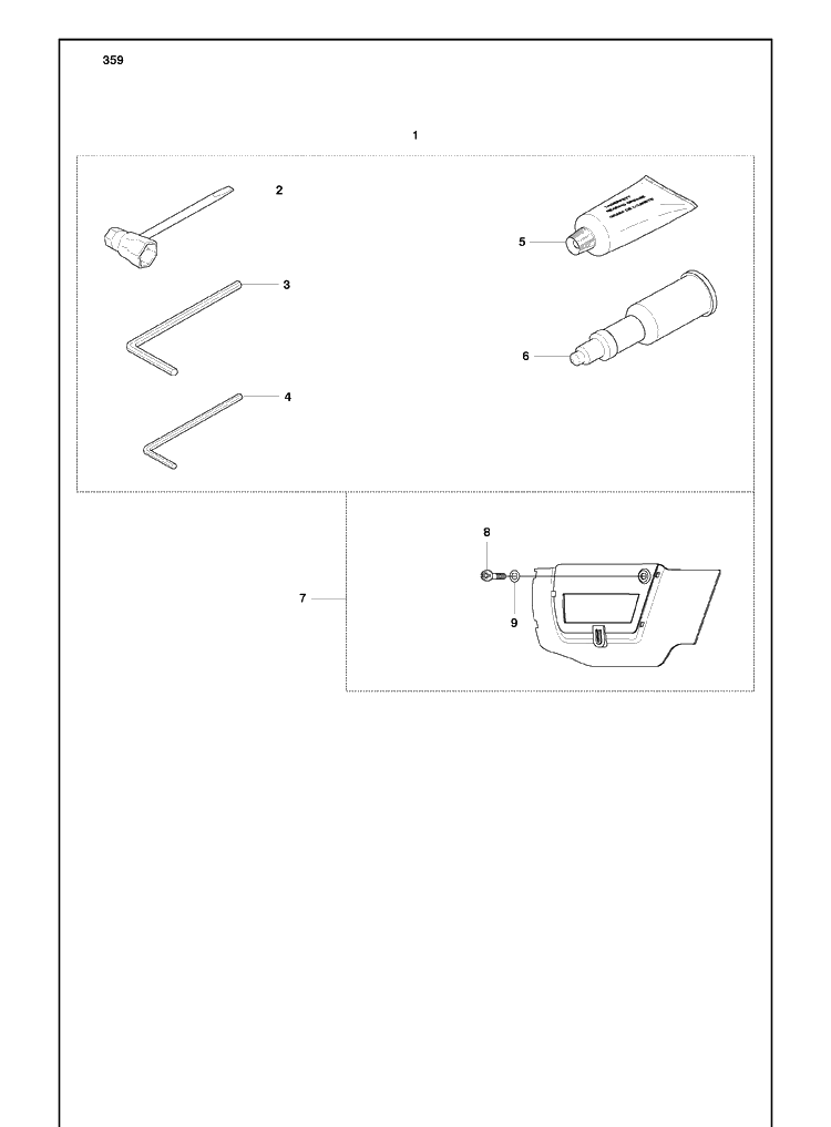 Accessories Diagram and Parts List for 359 2010-02 Husqvarna Chainsaw