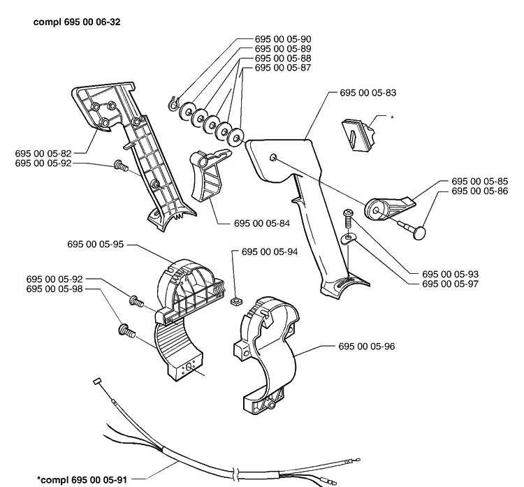 Throttle Assembly Diagram and Parts List for 155BT (WR07-8-98)(1998-10) Husqvarna Leaf Blower / Vacuum
