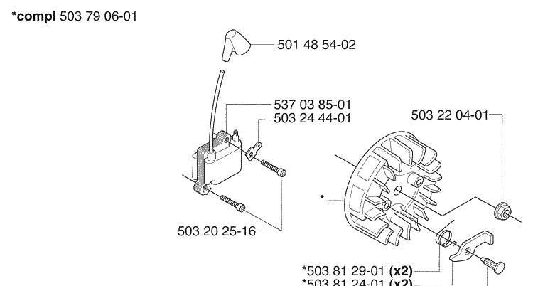 Ignition Diagram and Parts List for 235FR 2009-06 Husqvarna Brush Cutter