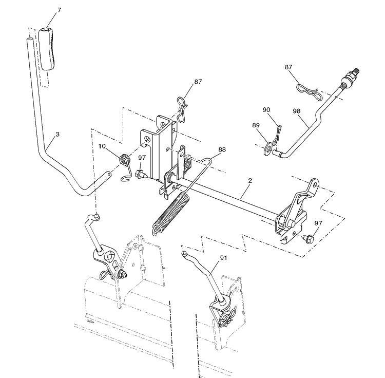 Mower Lift Diagram and Parts List for PB195H42LT (96042003601)(2007-05) Husqvarna Lawn Mower