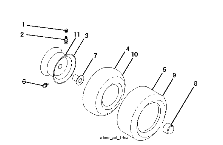 Wheels And Tires Diagram and Parts List for YTH18K42 (96043025100)(2017-09) Husqvarna Lawn Tractor