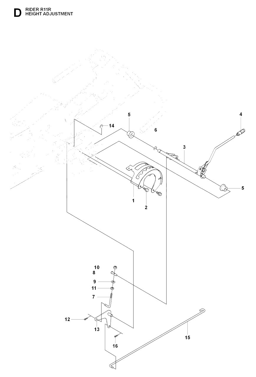 Height Adjustment Diagram and Parts List for R11R (966830401)(2009-04) Husqvarna Lawn Tractor