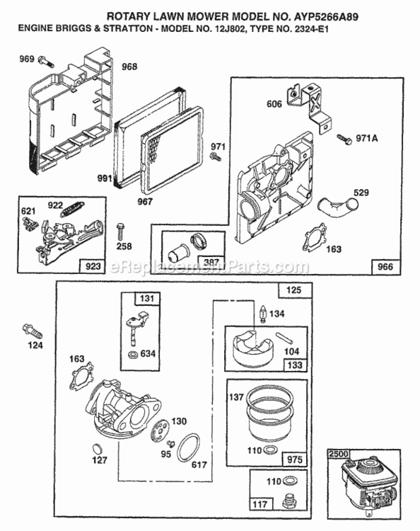 Page A Diagram and Parts List for 5266A89 1998 Husqvarna Lawn Mower