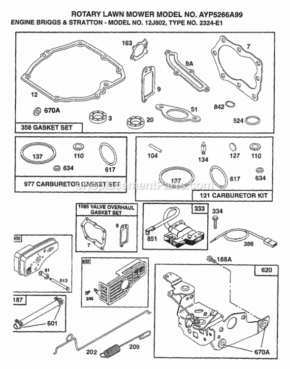 Page A Diagram and Parts List for 5266A99 1999 Husqvarna Lawn Mower