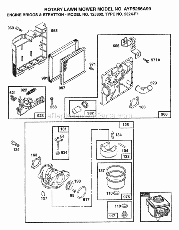 Page C Diagram and Parts List for 5266A99 1999 Husqvarna Lawn Mower