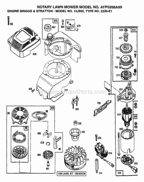 Page D Diagram and Parts List for 5268A99 1999 Husqvarna Lawn Mower