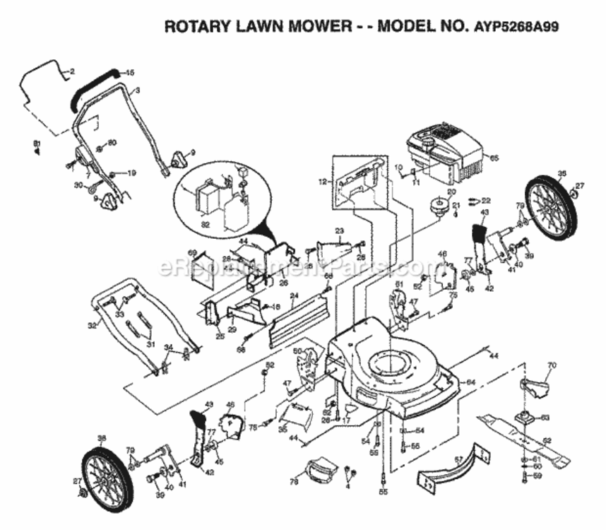 Page F Diagram and Parts List for 5268A99 1999 Husqvarna Lawn Mower