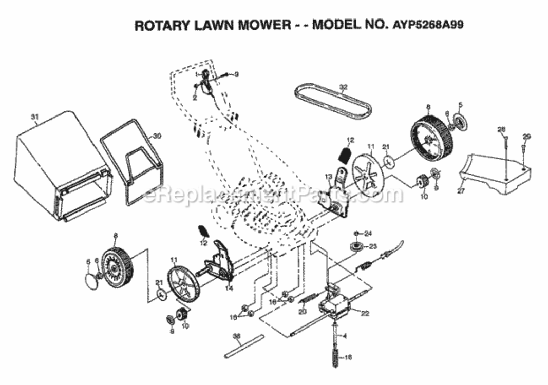 Page G Diagram and Parts List for 5268A99 1999 Husqvarna Lawn Mower
