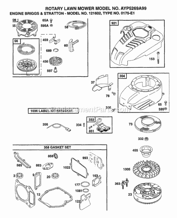 Page C Diagram and Parts List for 5269A99 1999 Husqvarna Lawn Mower
