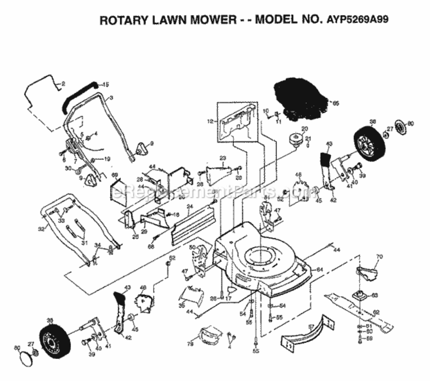 Page E Diagram and Parts List for 5269A99 1999 Husqvarna Lawn Mower