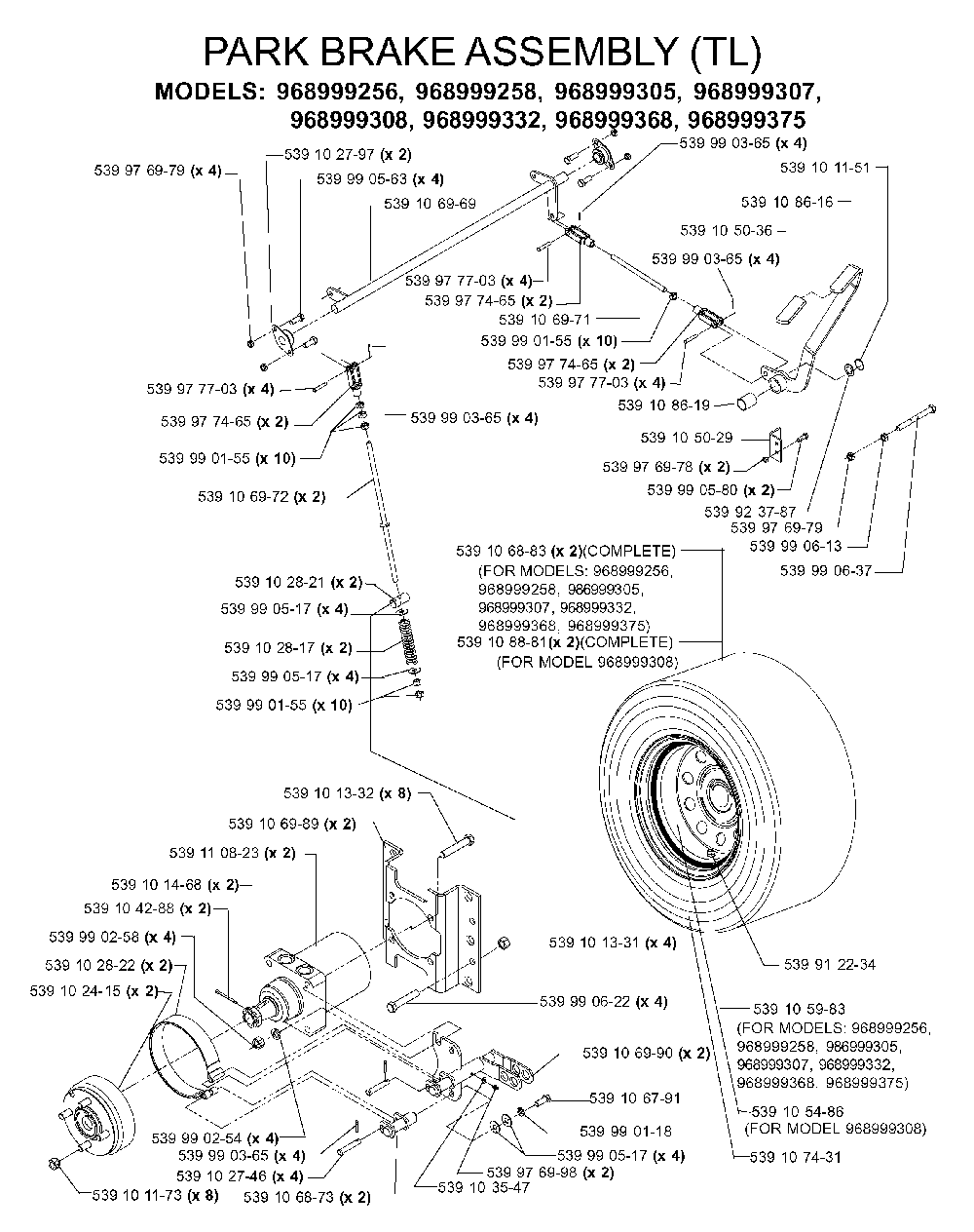 Parking Brake Diagram and Parts List for IZ5224TLKOA (968999332)(2005-12) Husqvarna Lawn Tractor