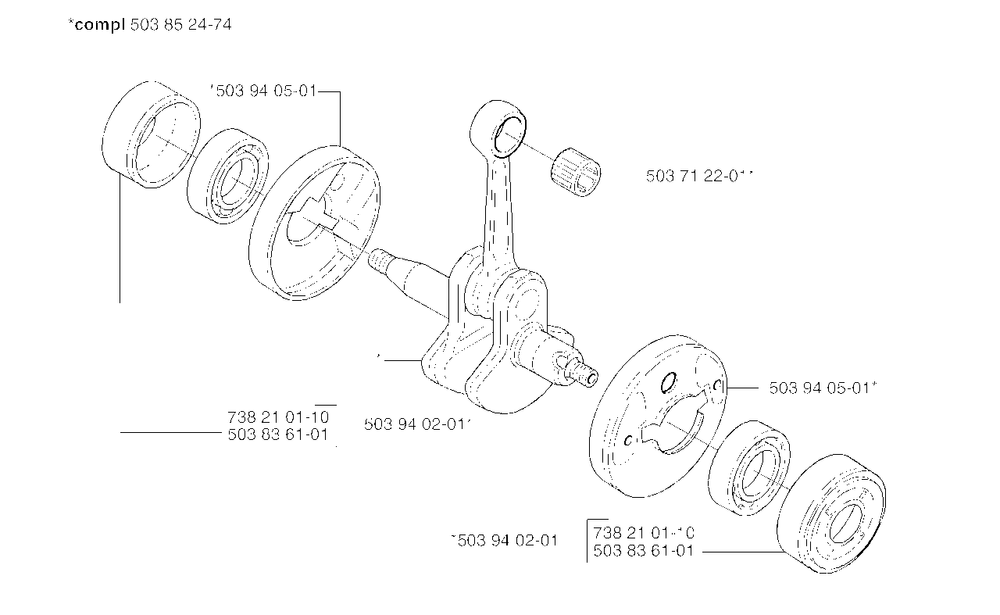 Crankshaft Diagram and Parts List for 326L 2002-02 Husqvarna Trimmer