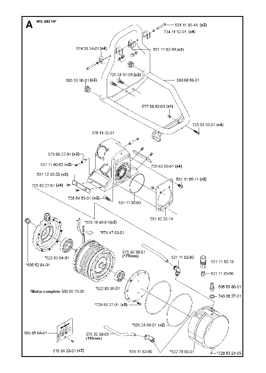 Housing Diagram and Parts List for WS482HF (00000001275 - 20134501536)(2012-07) Husqvarna Circular Saw