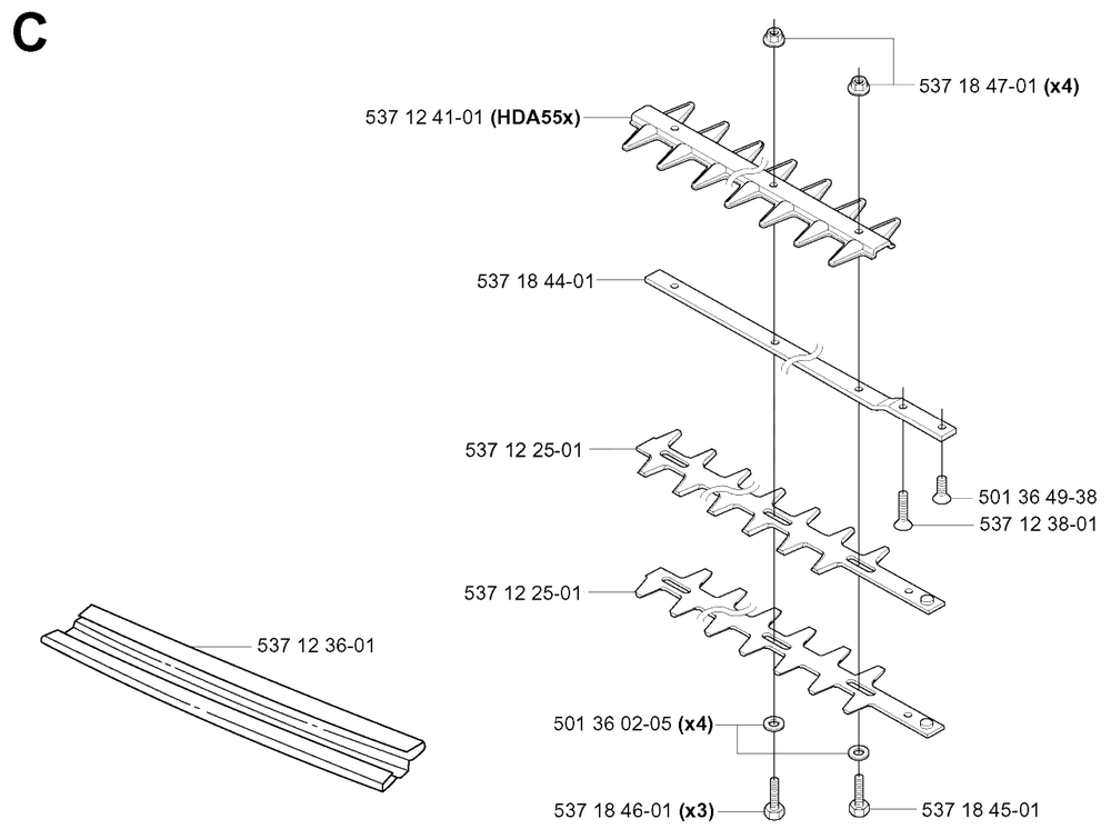 Cutting Equipment Diagram and Parts List for 325HE3X 20040100001 - 20050600000 Husqvarna Hedge Trimmer