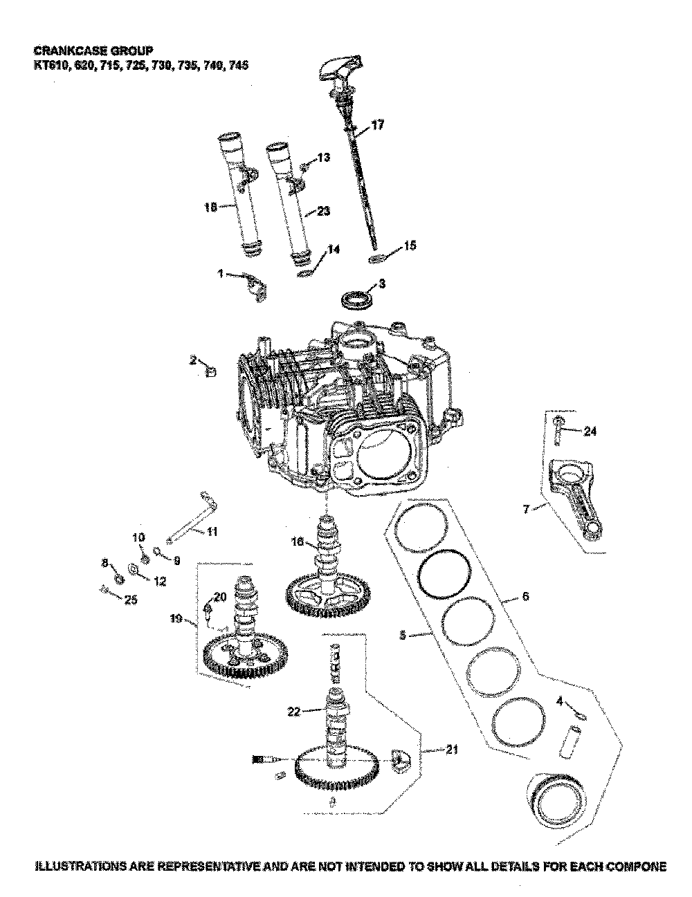 Crankcase Diagram and Parts List for LGT48DXL-96043026000  Husqvarna Lawn Tractor