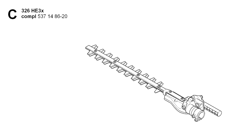 Cutting Equipment 2 Diagram and Parts List for 326HE3 (X-SERIES)(20054000001-20090900000) Husqvarna Hedge Trimmer