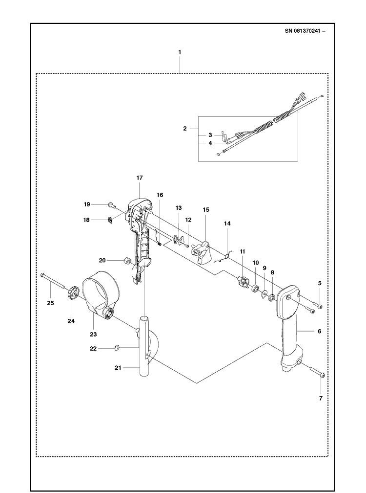 Handle And Controls 3 Diagram and Parts List for 356BT  Husqvarna Leaf Blower / Vacuum