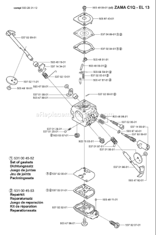 Page C Diagram and Parts List for 325HE4 2001-05 Husqvarna Trimmer