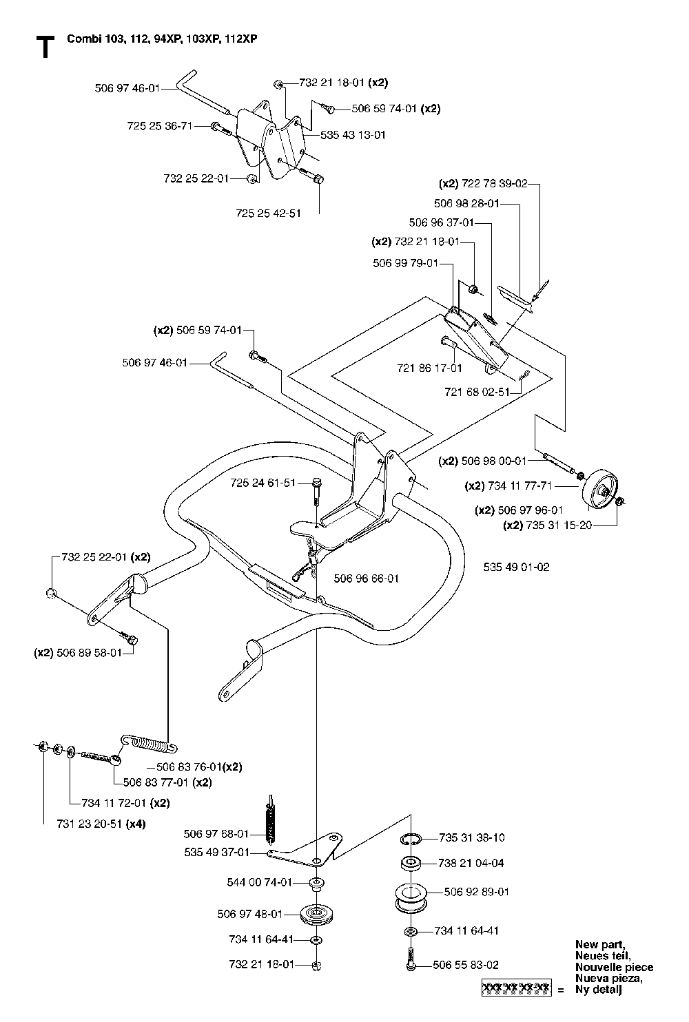103cm Cutting Deck Diagram and Parts List for RIDERPRO18AWD (965095001)(2007-03) Husqvarna Lawn Tractor