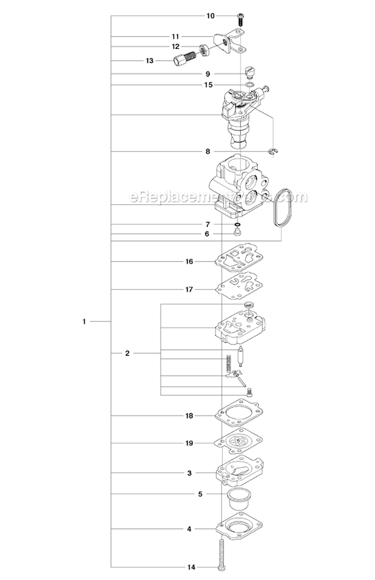 Carburetor Diagram and Parts List for 530BT 2012-10 Husqvarna Leaf Blower / Vacuum