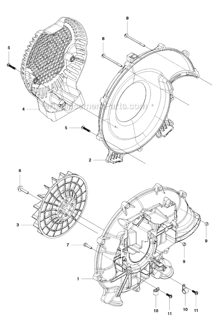 Fan Diagram and Parts List for 530BT 2012-10 Husqvarna Leaf Blower / Vacuum