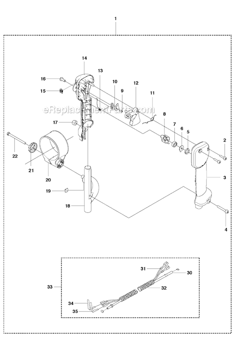 Handle  Controls Diagram and Parts List for 530BT 2012-10 Husqvarna Leaf Blower / Vacuum