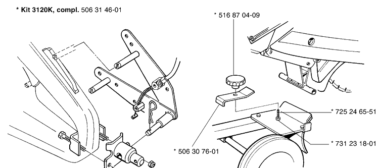 Hitch  1 Diagram and Parts List for KV03 (371 K)(3210 K)(1999-09) Husqvarna Lawn Tractor Accessories