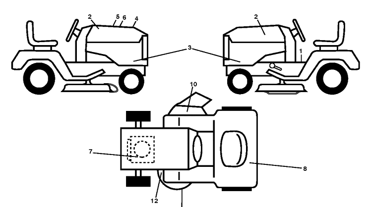 Decals Diagram and Parts List for YTH22V46 (96045006100)(2017-06) Husqvarna Lawn Tractor
