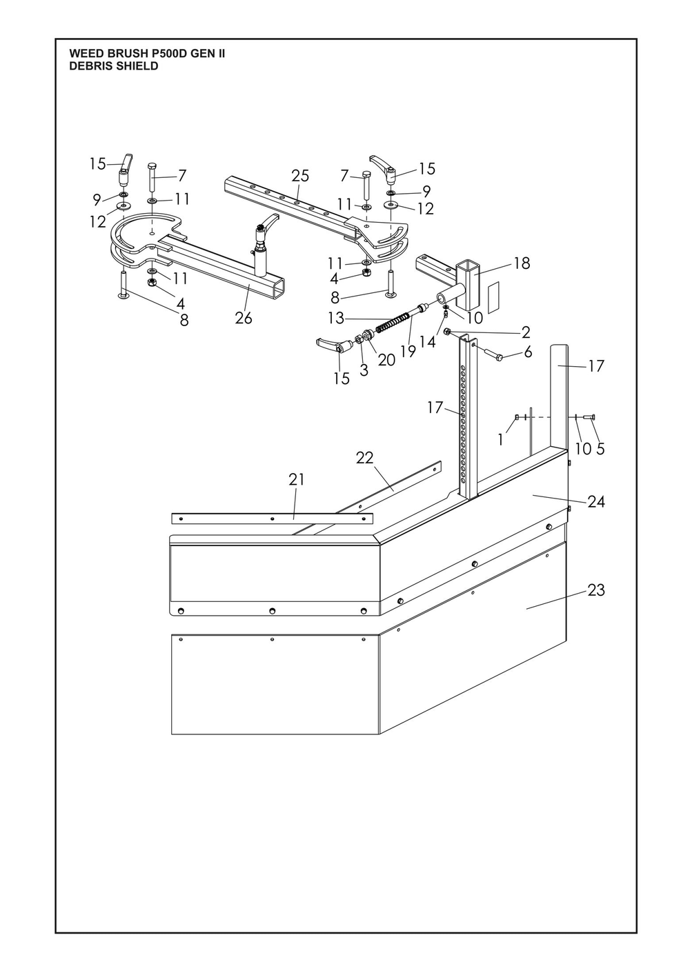 Debris Shield Diagram and Parts List for ARWB580XV1  Husqvarna Lawn Tractor Accessories