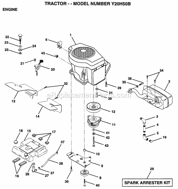 Electrical Diagram and Parts List for Y20H50B 1995 Husqvarna Lawn Tractor
