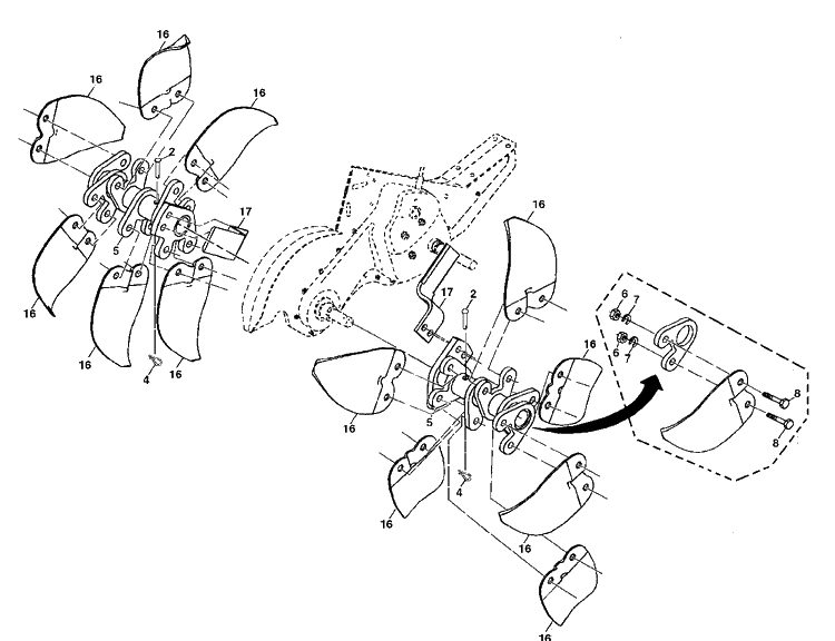Tine Assembly Diagram and Parts List for DRT900H (96093001203)(2013-03) Husqvarna Cultivator