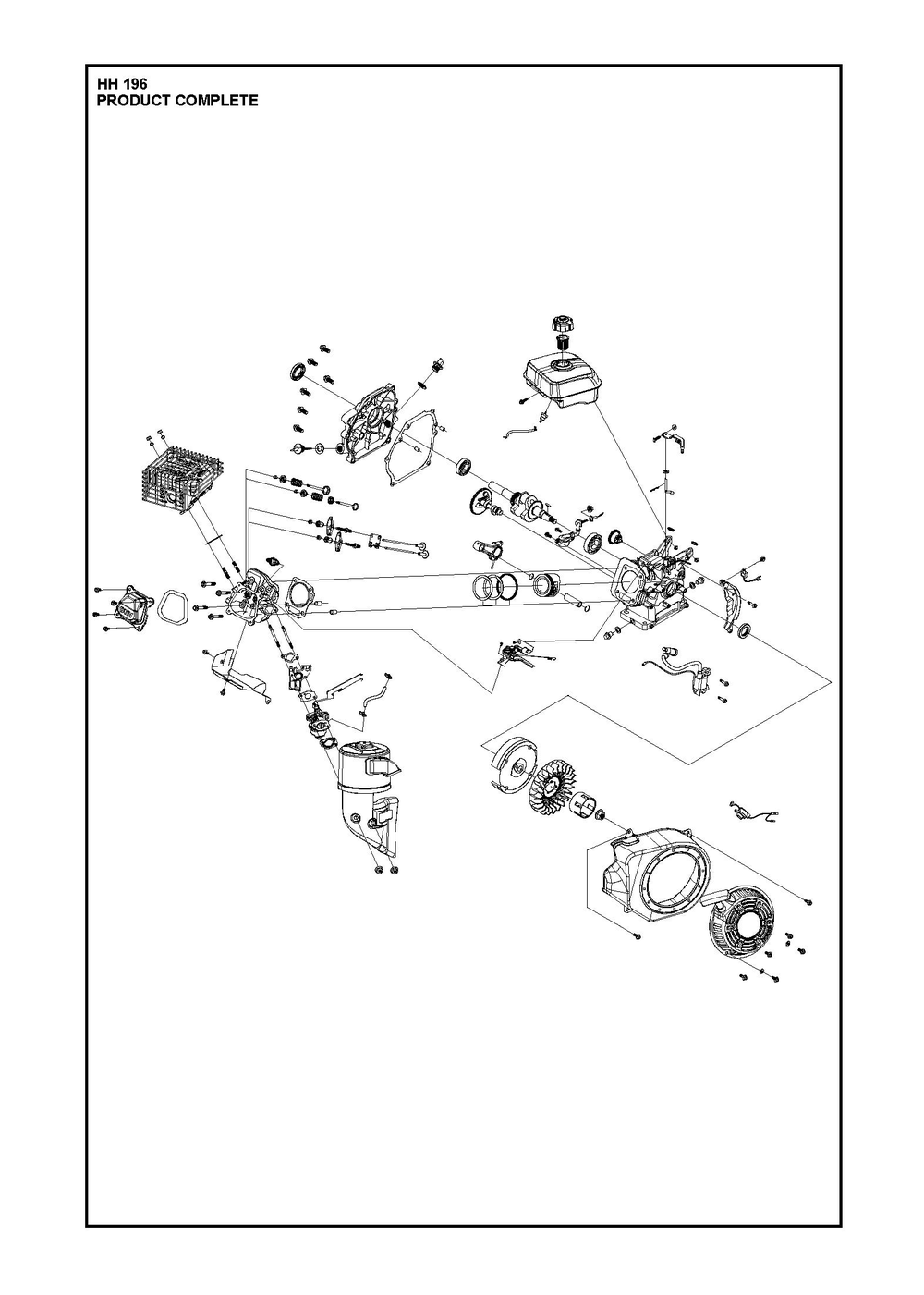 Complete Product Diagram and Parts List for HH196587981301 587981302, 587981303, 587981304 Husqvarna Engine