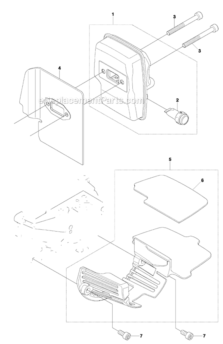 Muffler Diagram and Parts List for 533RS 2011-07 Husqvarna Brush Cutter