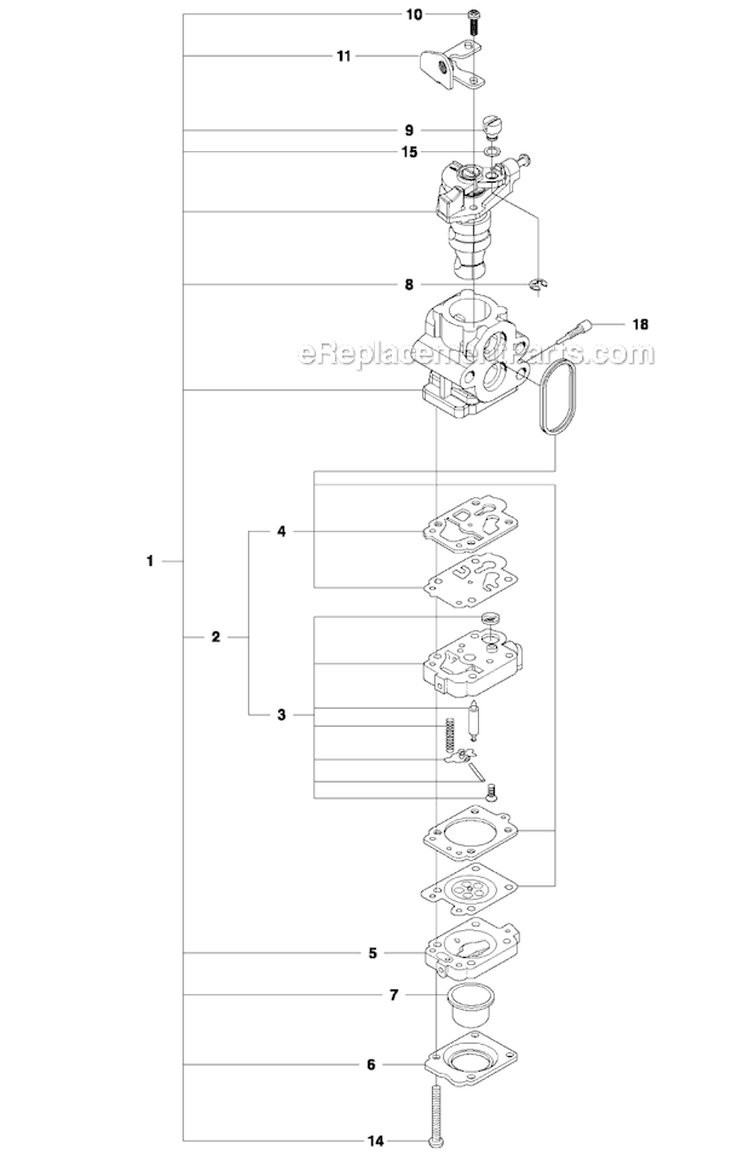 Carburetor Diagram and Parts List for 533RS 2011-07 Husqvarna Brush Cutter