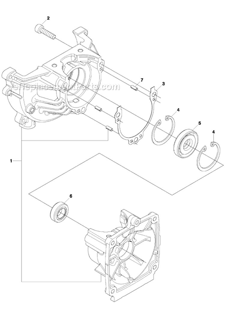 Crankcase Diagram and Parts List for 533RS 2011-07 Husqvarna Brush Cutter