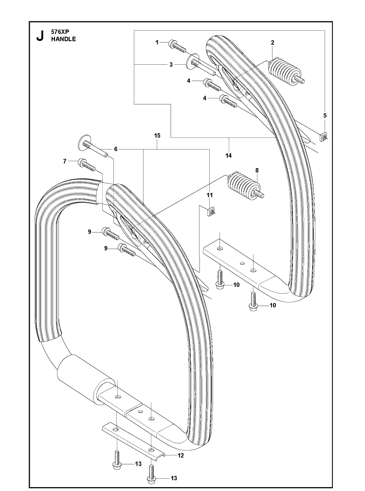 Handle Diagram and Parts List for 576XP-576XPEPA 20100100001-20110100000 Husqvarna Chainsaw