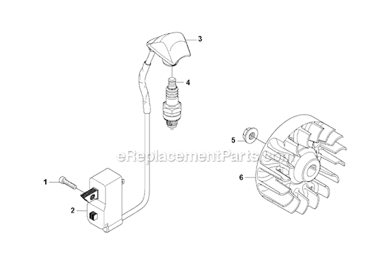 Ignition System Diagram and Parts List for 535FBX 2010-03 Husqvarna Brush Cutter